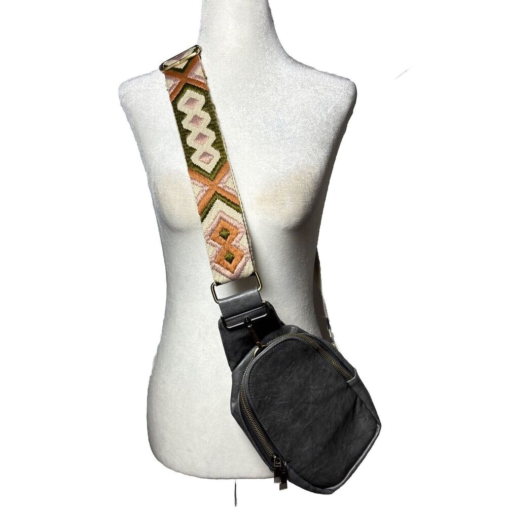 Womens Casual Cross Body Purse Fabric Strap Azteca Print Muti Compartment Boho
